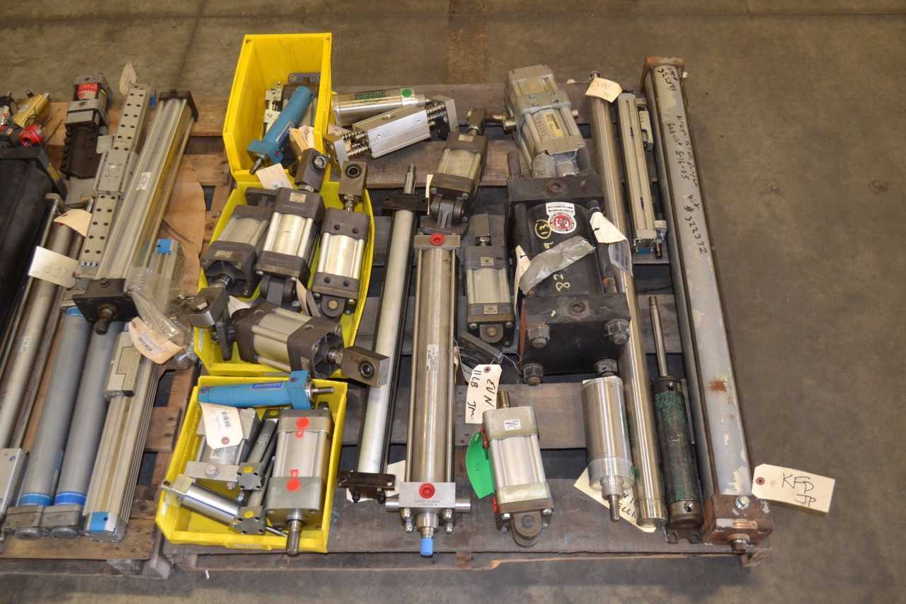 2 PALLETS OF ASSORTED PNEUMATIC CYLINDERS, FESTO - MISCELLANEOUS