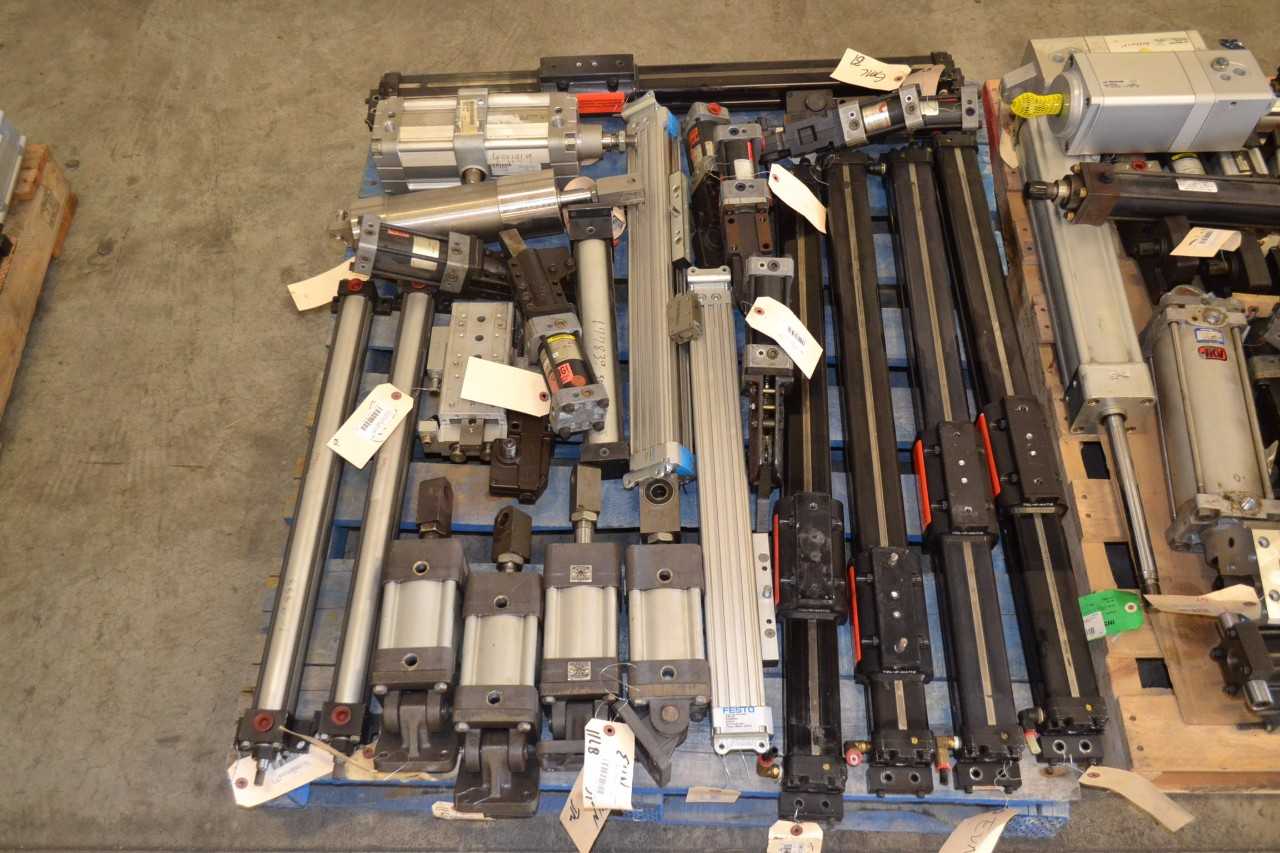 2 PALLETS OF ASSORTED PNEUMATIC CYLINDERS, FESTO - MISCELLANEOUS