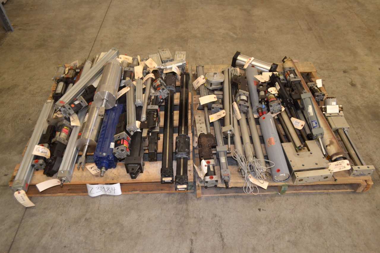 2 PALLETS OF ASSORTED PNEUMATIC CYLINDERS, FESTO - MISCELLANEOUS