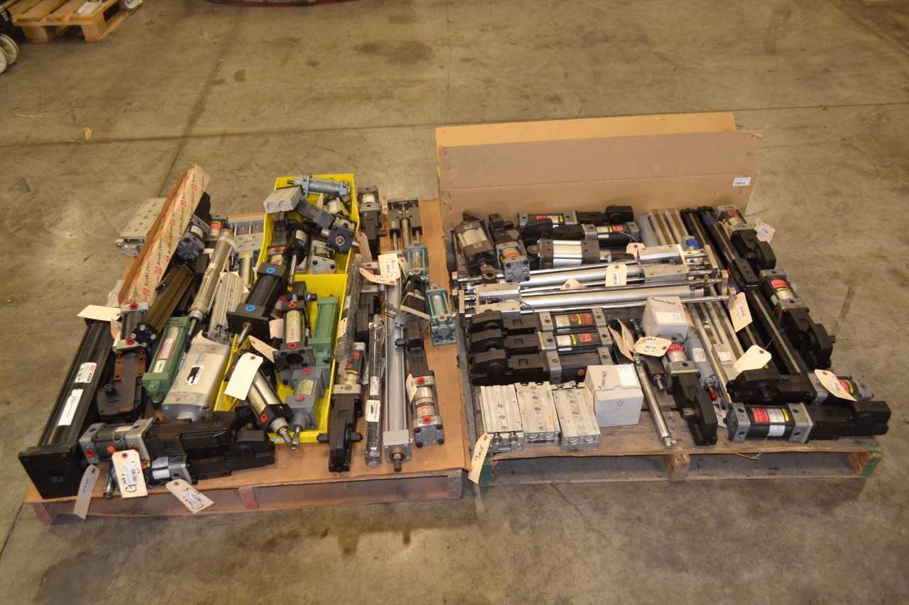 2 PALLETS OF ASSORTED PNEUMATIC CYLINDERS, PARKER - MISCELLANEOUS