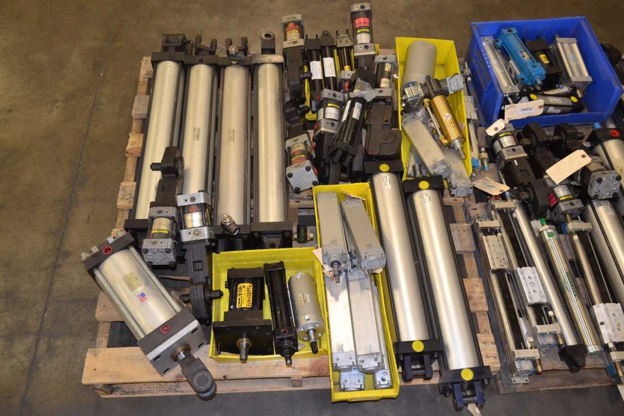 2 PALLETS OF ASSORTED PNEUMATIC CYLINDERS, PARKER - MISCELLANEOUS