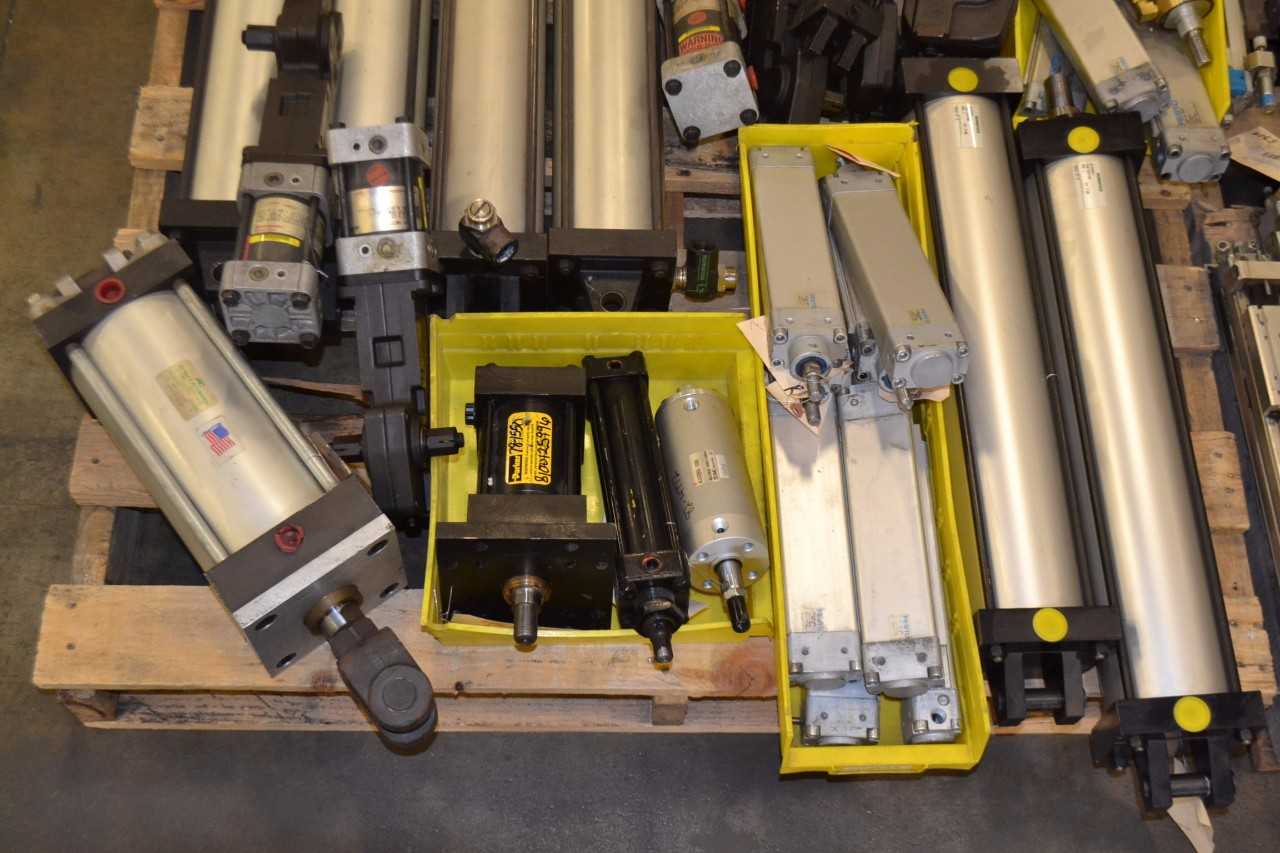 2 PALLETS OF ASSORTED PNEUMATIC CYLINDERS, PARKER - MISCELLANEOUS