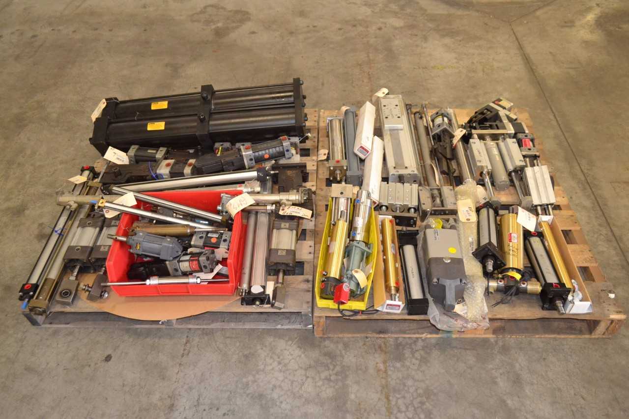 2 PALLETS OF ASSORTED PNEUMATIC CYLINDERS, FESTO - MISCELLANEOUS