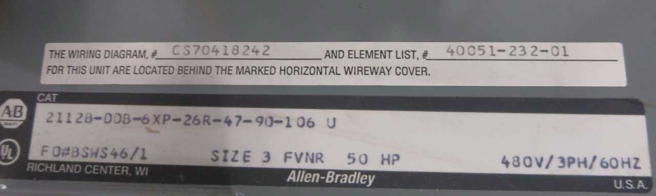 ALLEN BRADLEY CENTERLINE 2100 SIZE 3 STARTER MCC BUCKET - MISCELLANEOUS