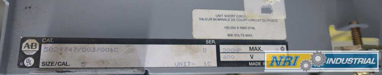 ALLEN BRADLEY CENTERLINE 2100 SIZE 5 STARTER MCC BUCKET - MISCELLANEOUS