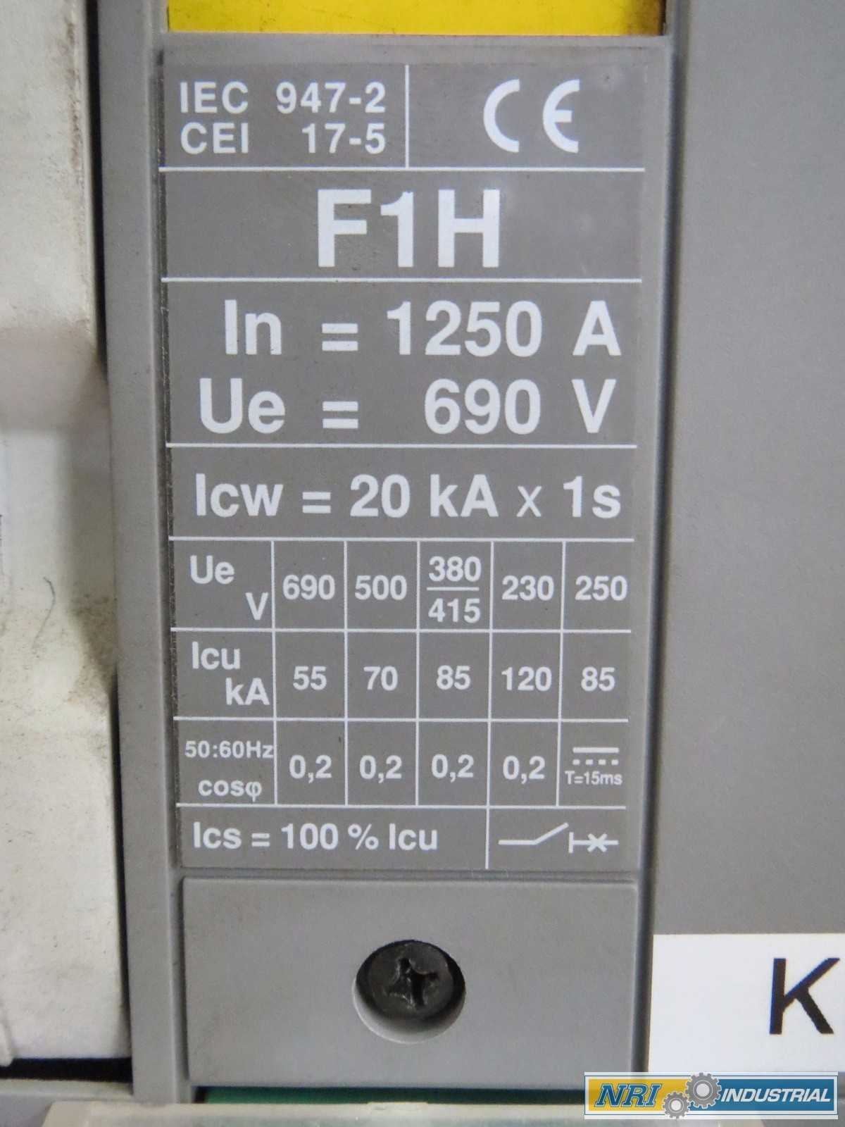 ABB F1H SACE F1 CIRCUIT BREAKER SWITCHGEAR - MISCELLANEOUS