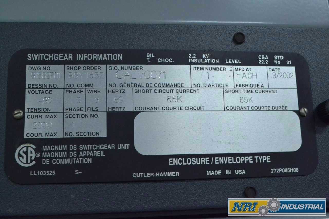 CUTLER HAMMER MDS620 MAGNUM DS 2000A LOW VOLTAGE BREAKER SWITCHGEAR - MISCELLANEOUS