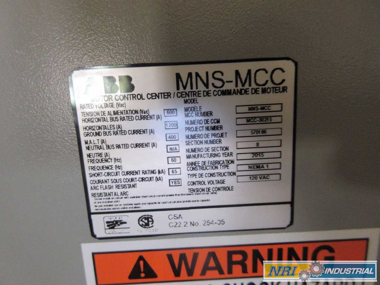 NEW ABB MNS-MCC 3X VERTICAL MCC SECTIONS 13X FEEDER BUCKET SWITCHGEAR - MISCELLANEOUS