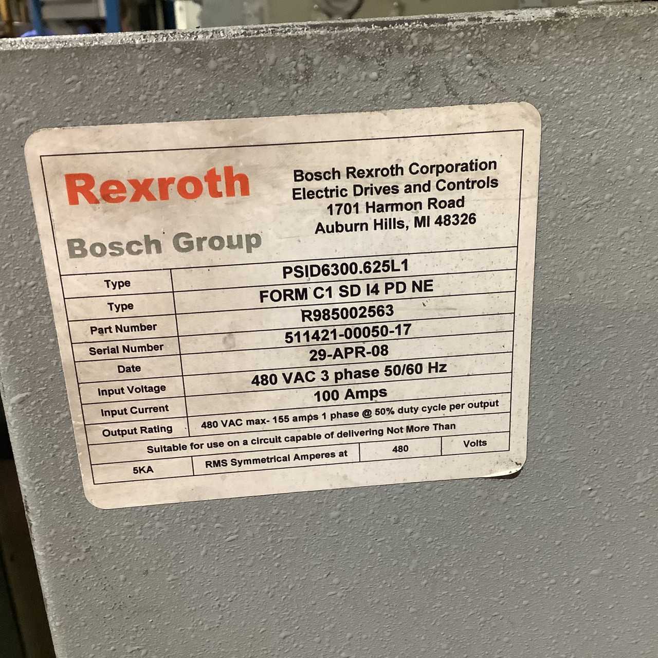 Lot of 2 Rexroth 480 V/100A weld Controllers - WELDING EQUIPMENT