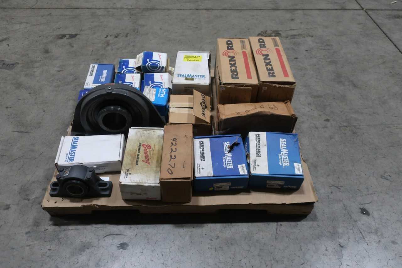 PALLET OF ASSORTED PILLOW BLOCK AND MOUNTED BEARINGS - BEARINGS