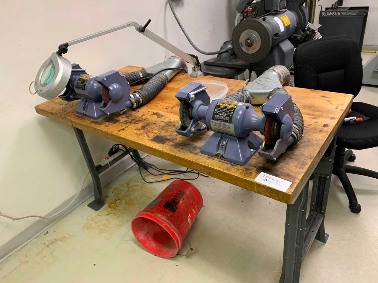 Butcher Block Work Bench W/ Dual Grinders - PLANT & FACILITY