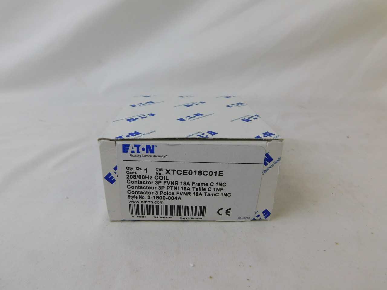 Quantity of 11 New Surplus Eaton XTCE018C01E Contactor Non-Reversing 3P 18A 208V - CONTACTORS