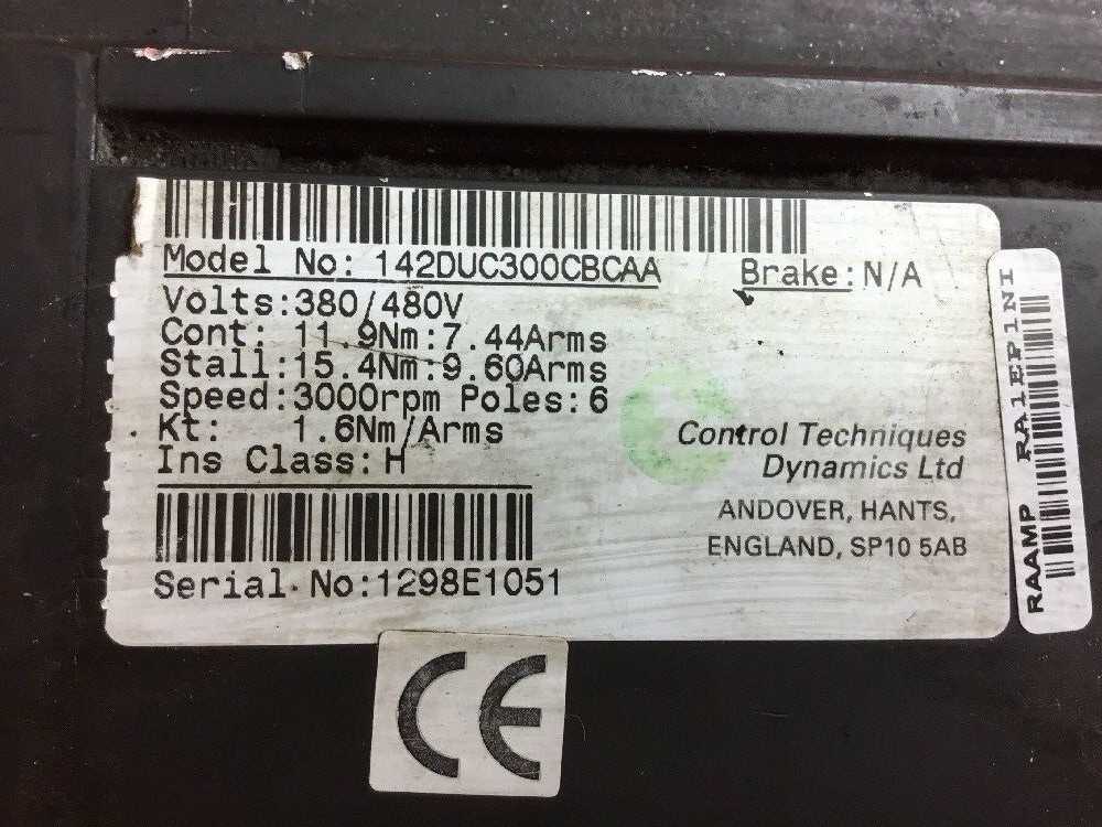 CONTROL TECHNIQUES DUTYMAX DS 142DUC300CBCAA SERVO MOTOR 380/480V 3000RPM - Used - Bench Tested - SERVO