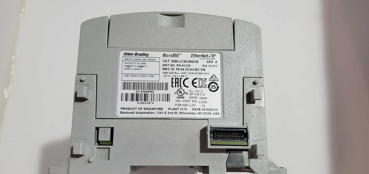 Allen Bradley Micro 850  2080-LC50-48QVB PLC - AUTOMATION & CONTROLS
