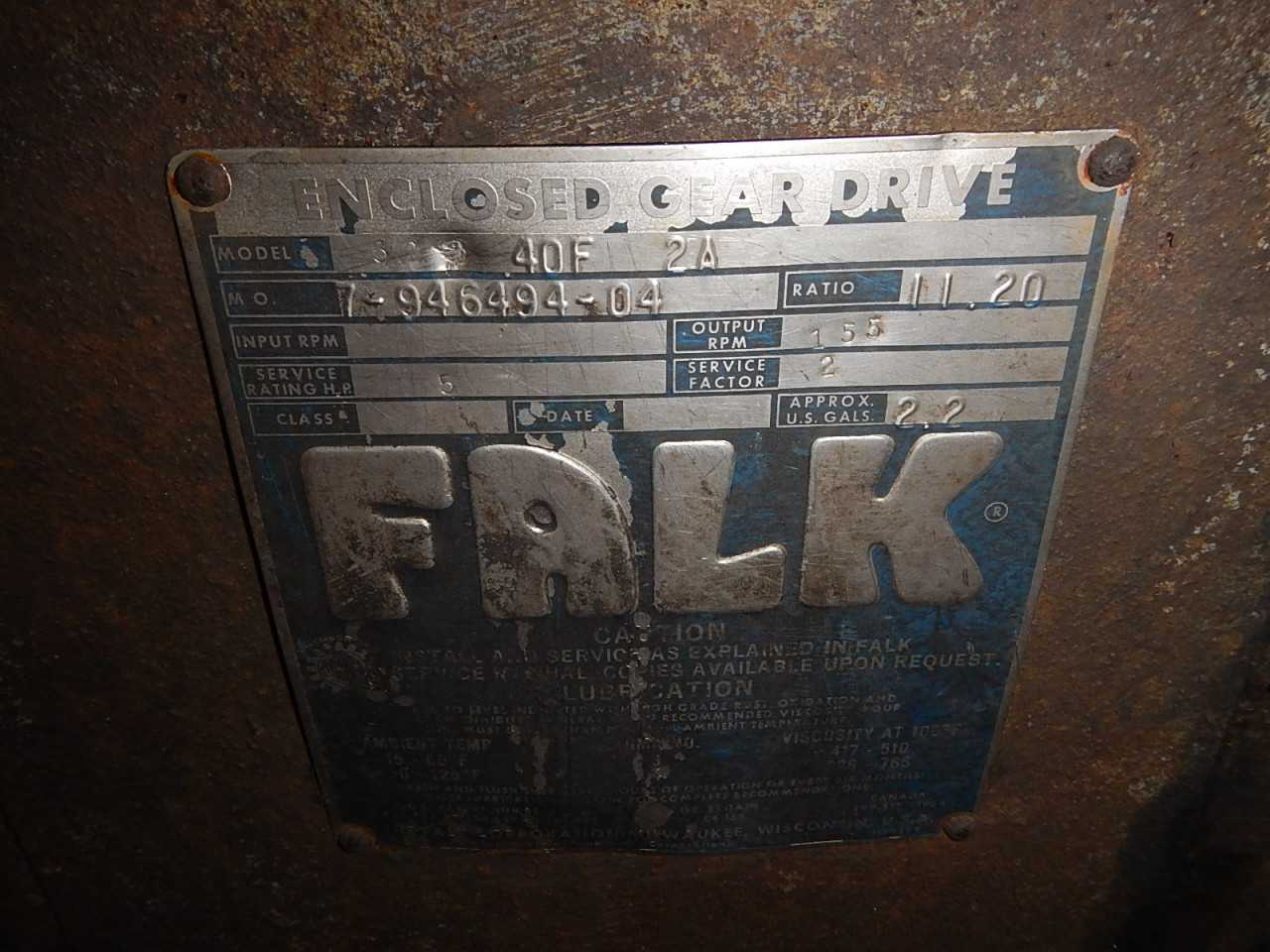 5 HP Falk Gear Reducer Model 40F2A - GEAR REDUCERS