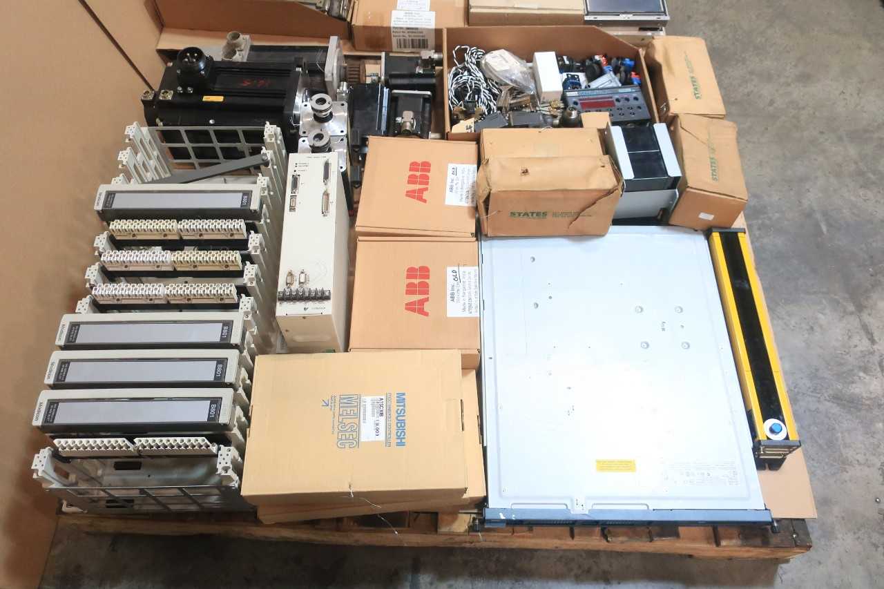 2 PALLETS OF ASSORTED ELECTRICAL - CHASSIS RACKS CONTROLS, INTERFACE, MODULE,POWER SUPPLY, SERVO - AEG, ABB, ALLEN BRADLEY - AUTOMATION & CONTROLS
