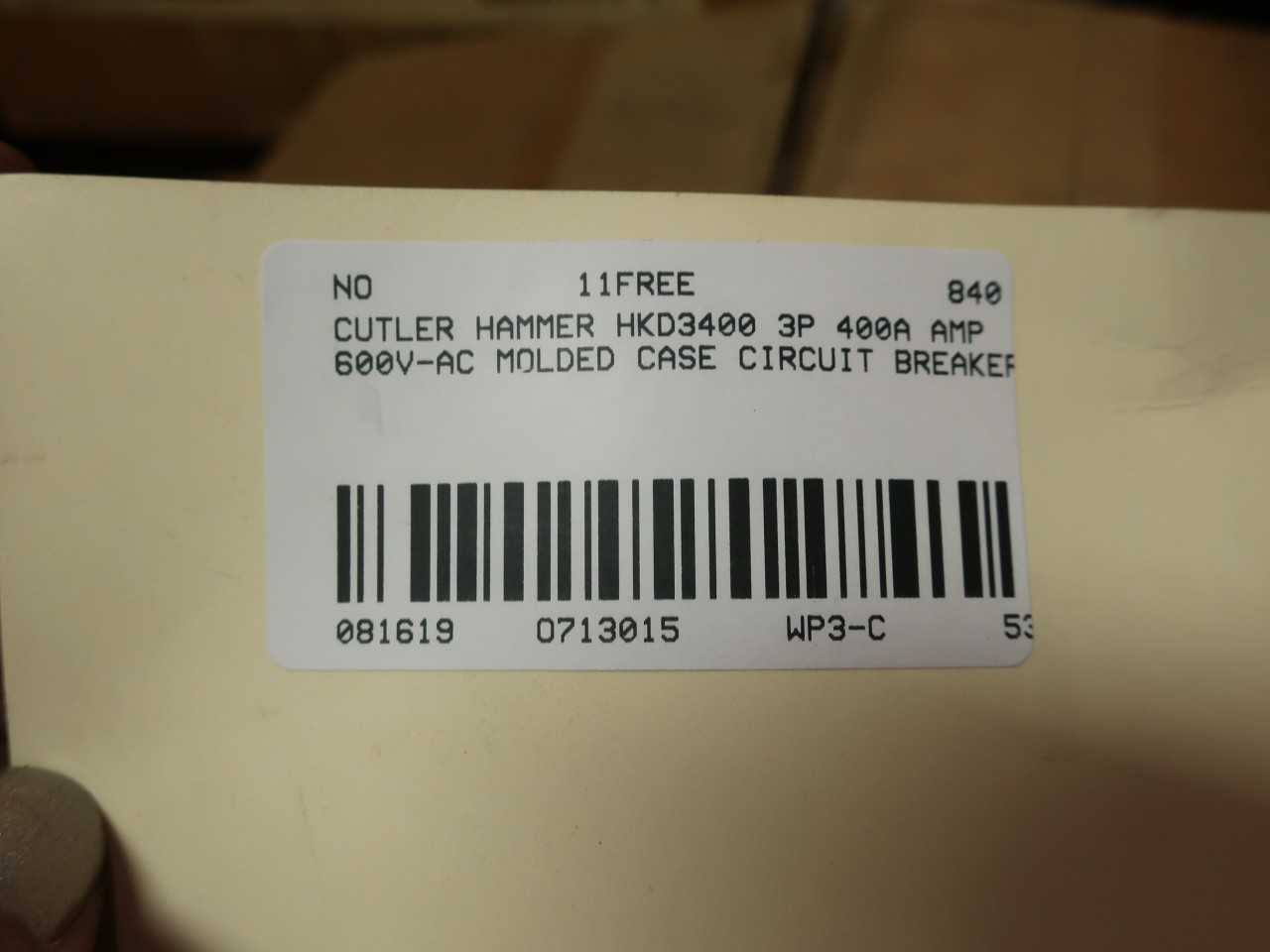 CUTLER HAMMER HKD3400 CIRCUIT BREAKER 400A - CIRCUIT BREAKERS