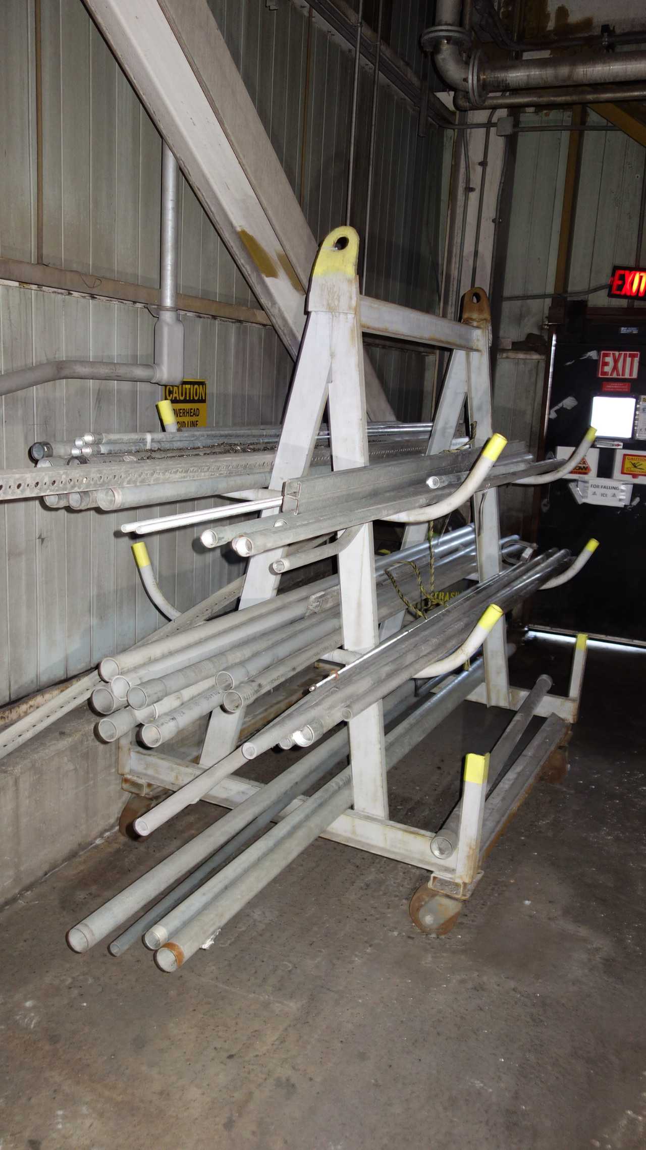 ASSORTED STEEL AND PVC PIPE WITH A-FRAME RACKING - PALLET RACKING
