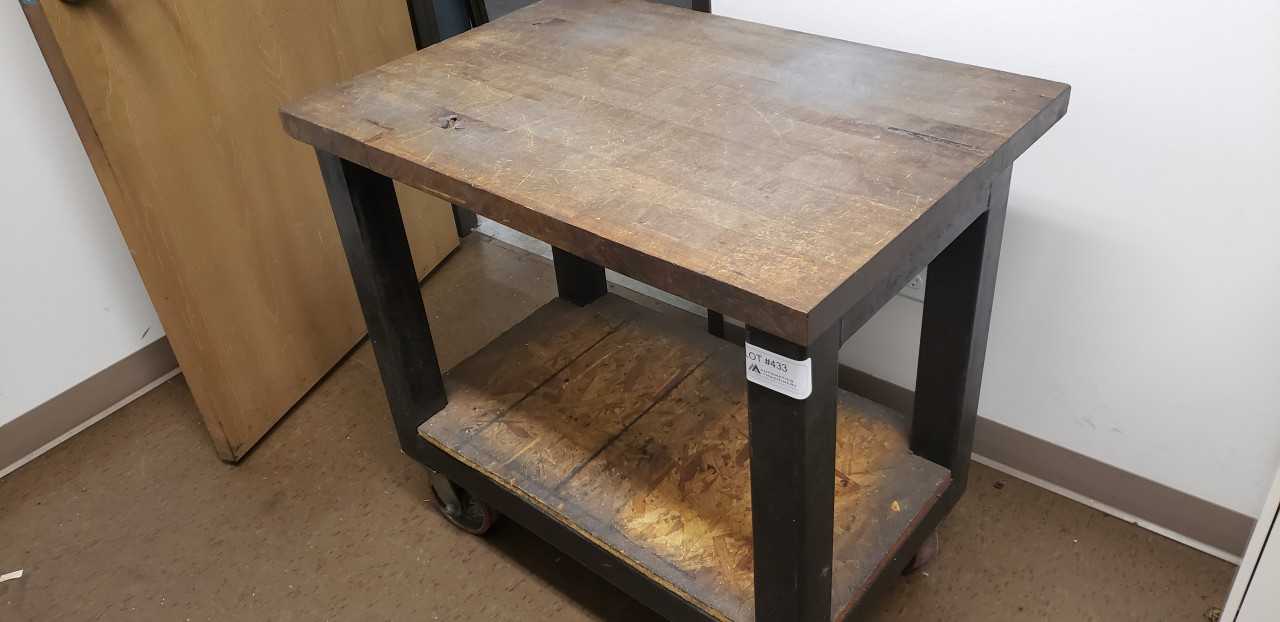 Heavy Steel Rolling Caret w/ Wood Top 24" x 36" - ROLLING CARTS Heavy Steel Rolling Caret w/ Wood Top 24" x 36" - ROLLING CARTS