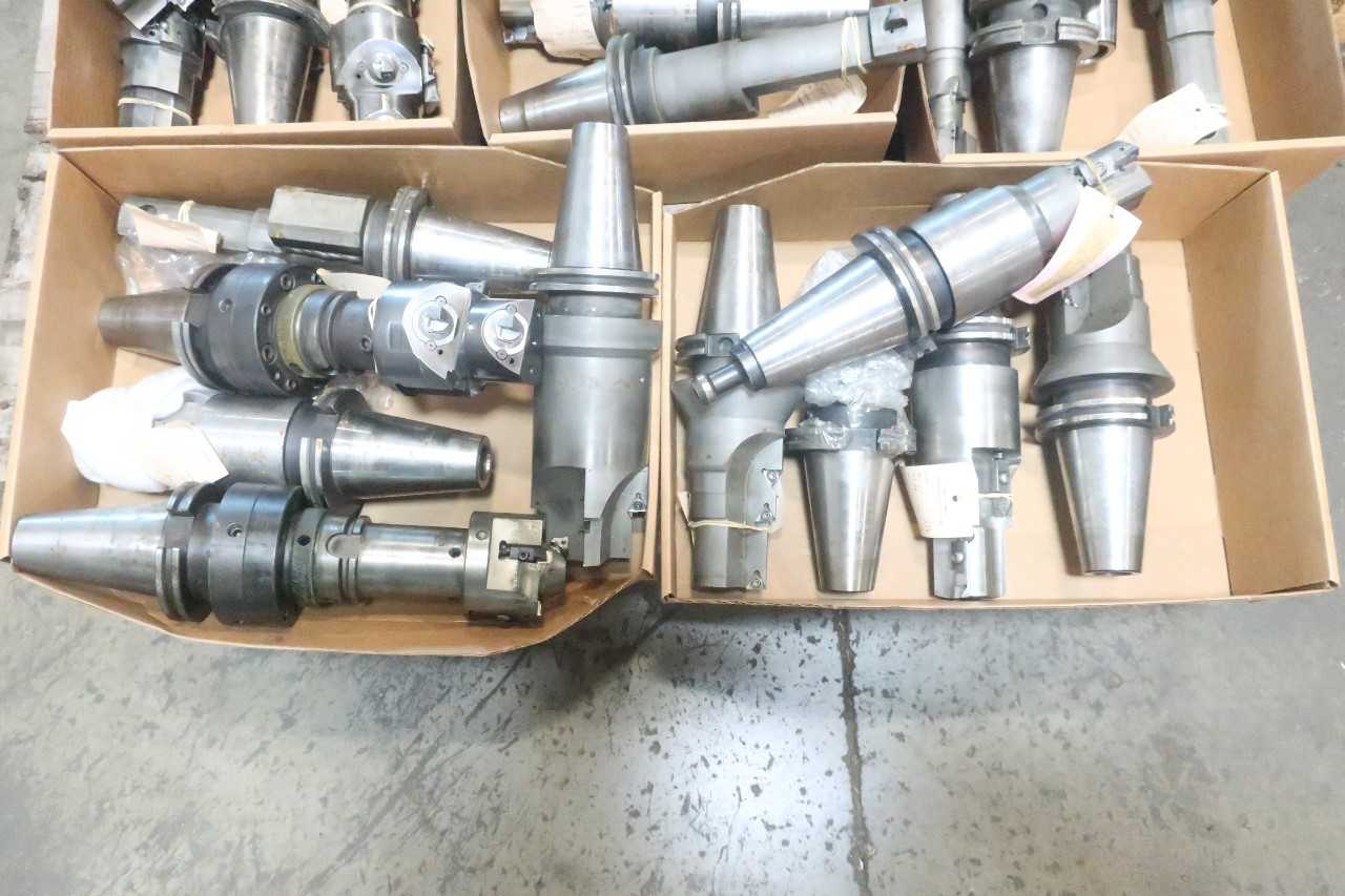 LOT OF ASSORTED CAT50 TOOL HOLDERS WITH ATTACHMENTS - ELECTRIC POWER TOOLS