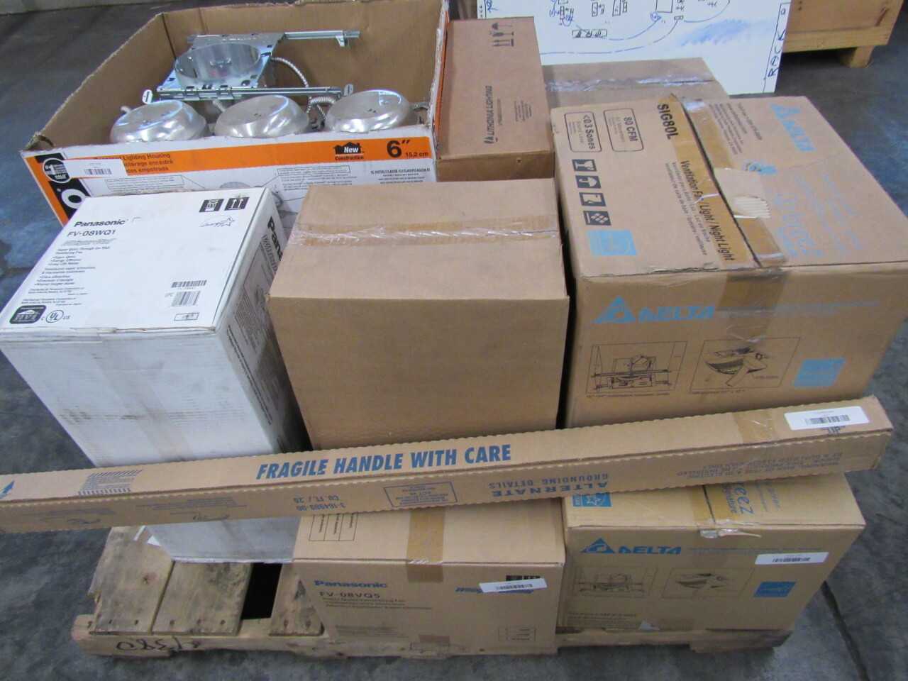Pallet of 27x Assorted Lights, Fittings & Electric Fans - LIGHTING