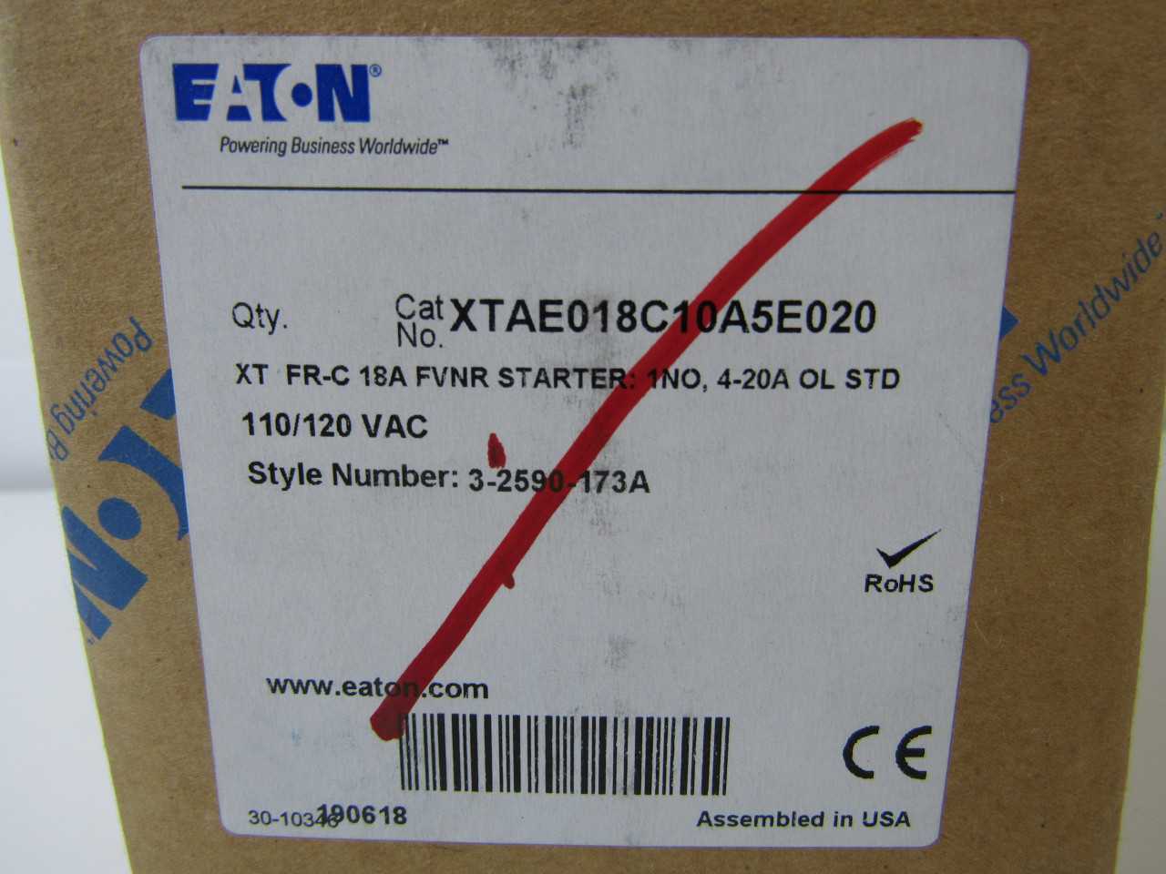 Quantity 3 of Eaton XTAE018C10A5E020 Non-Reversing Starter - MOTOR STARTERS