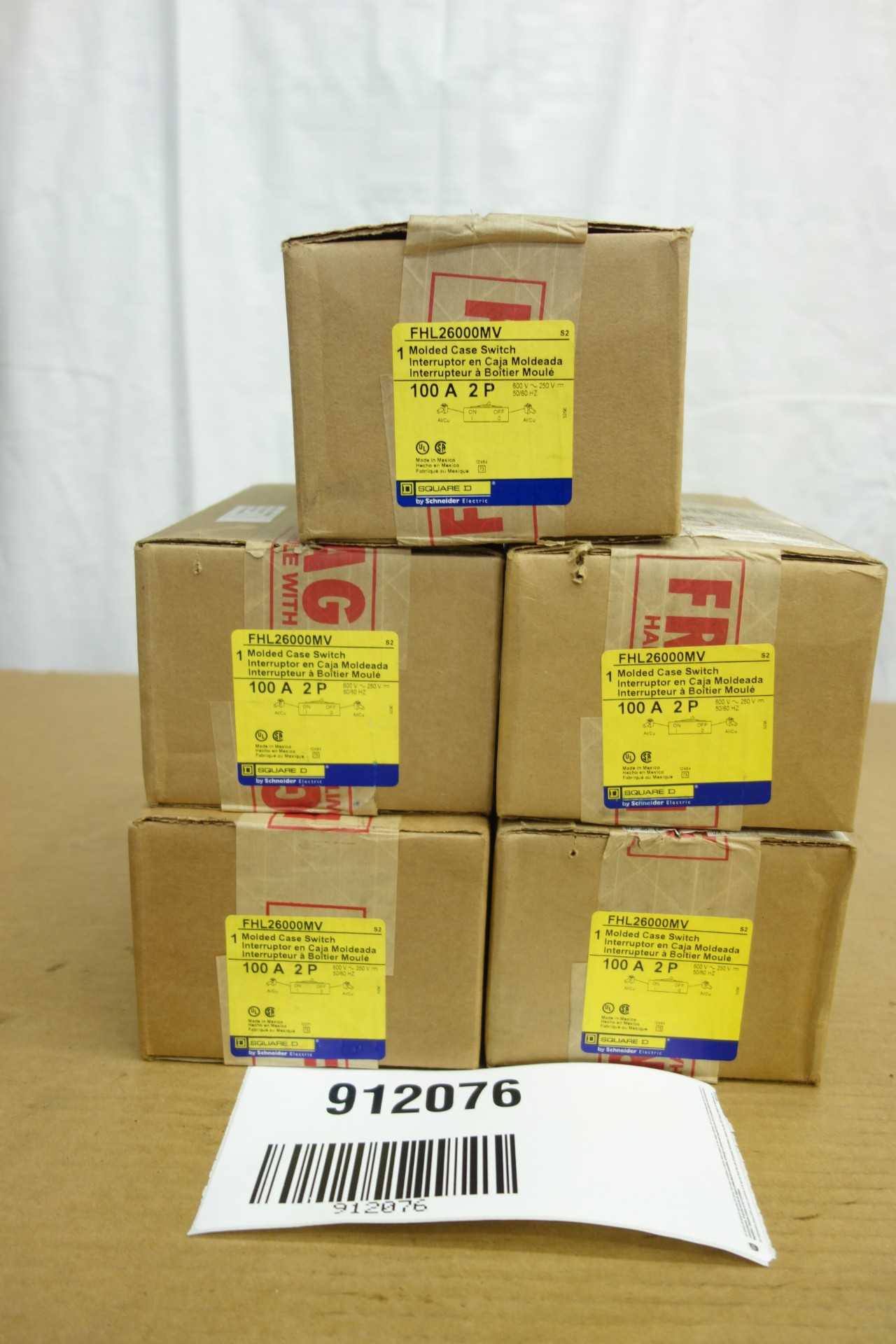 LOT OF 5 SQUARE D FHL2600MV MOLDED CASE SWITCHES - CIRCUIT BREAKERS