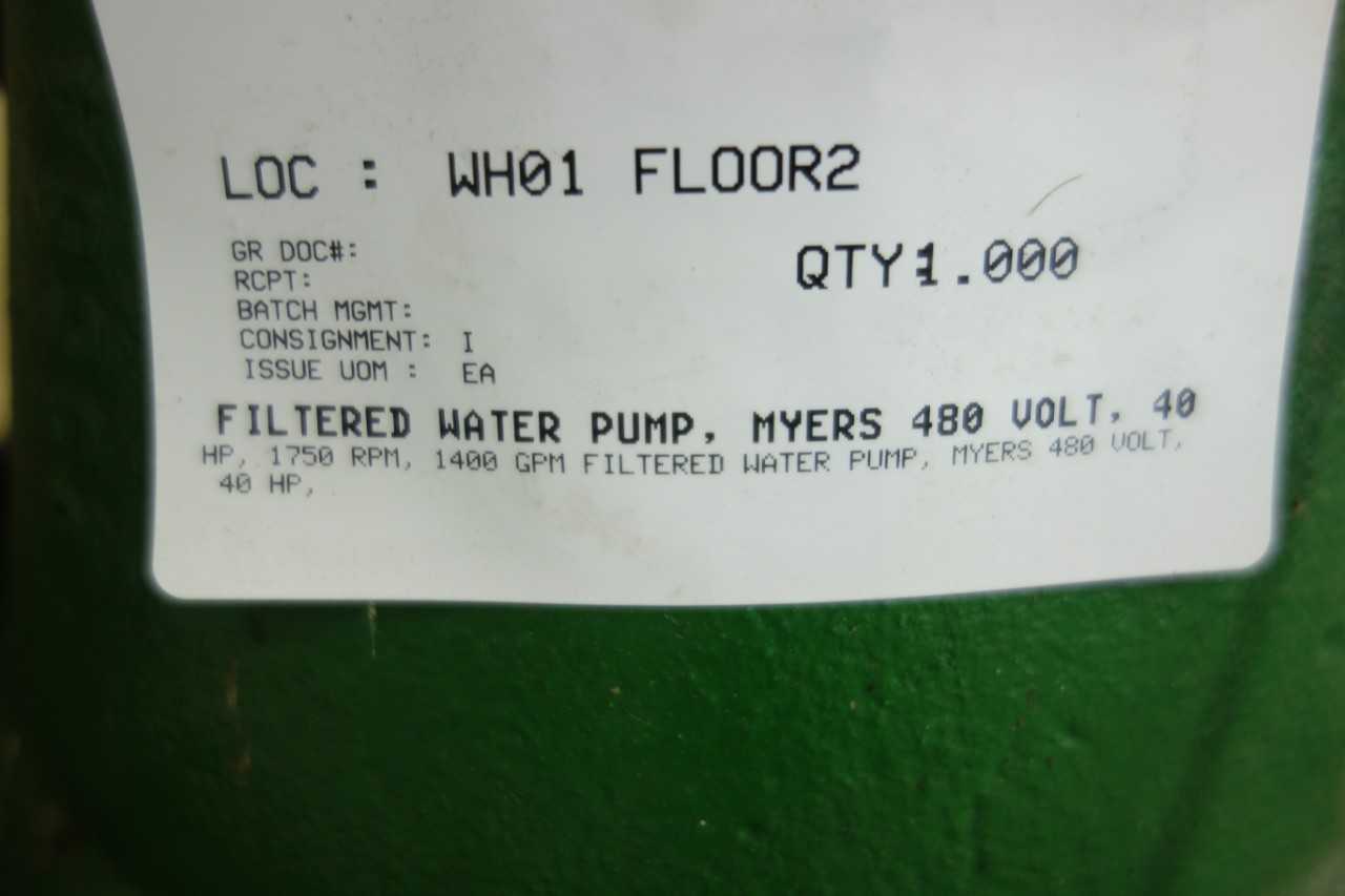 MYERS 480V SUBMERSIBLE FILTERED WATER PUMP - PUMPS