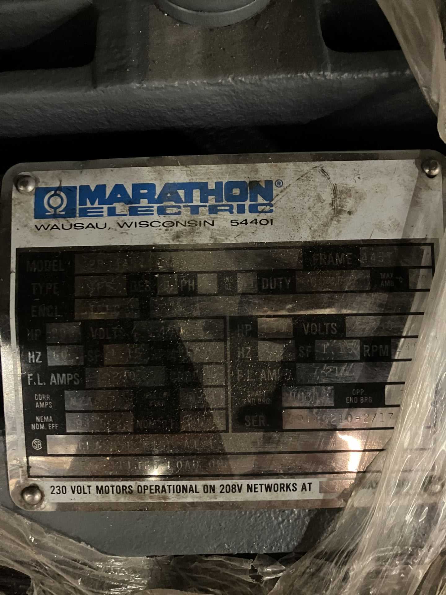 MARATHON ELECTRIC M445T ELECTRIC MOTOR - ELECTRIC MOTORS
