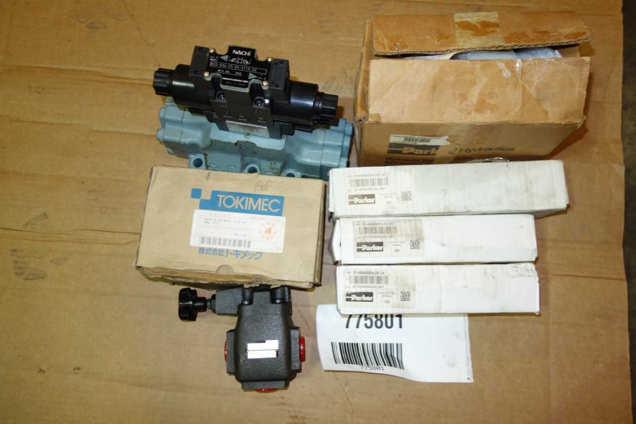 LOT OF 7 ASSORTED HYDRAULIC VALVES, VICKERS, PARKER, NACHI - VALVES