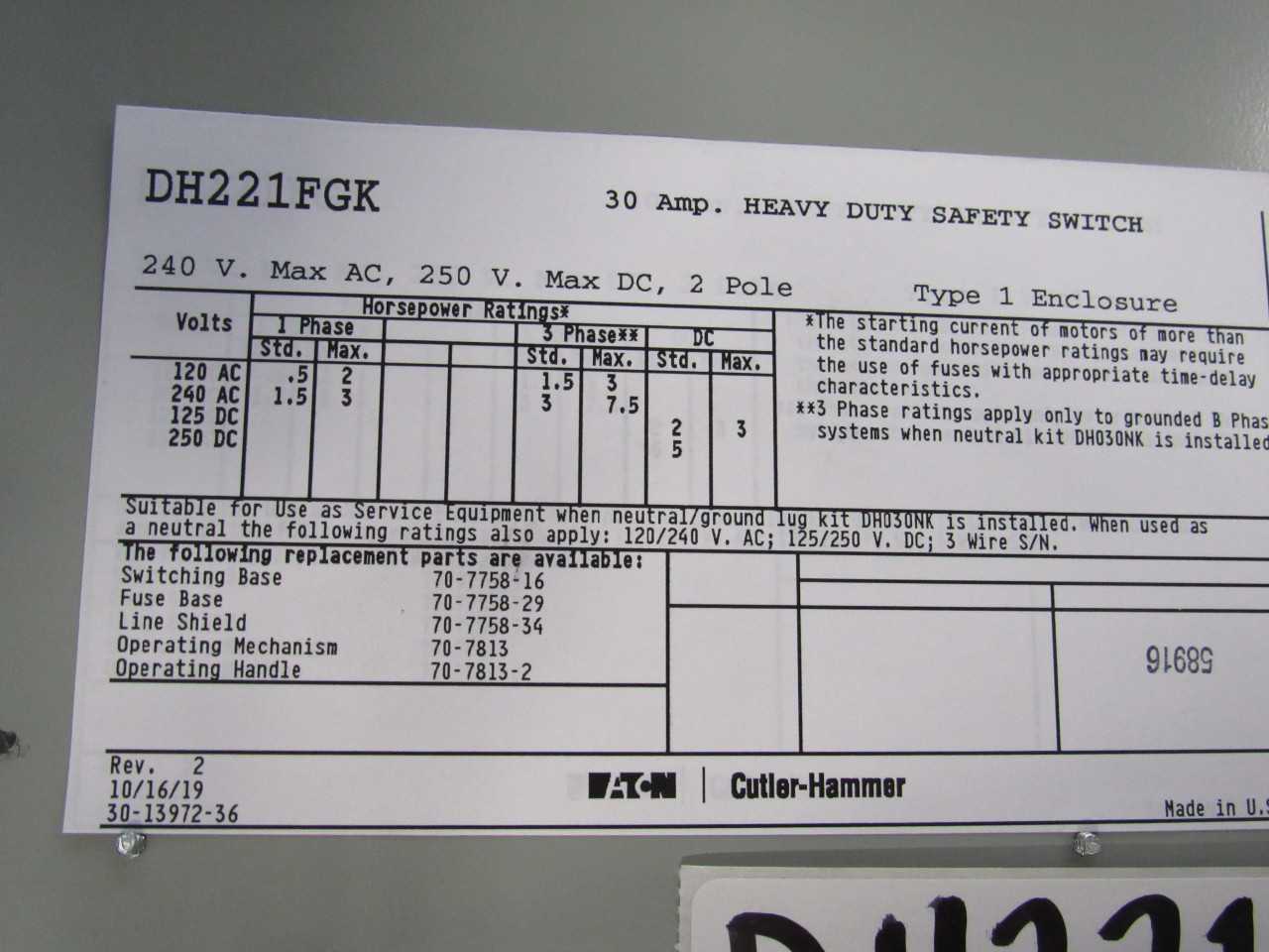 Eaton Misc. Items - ELECTRIC POWER TOOLS