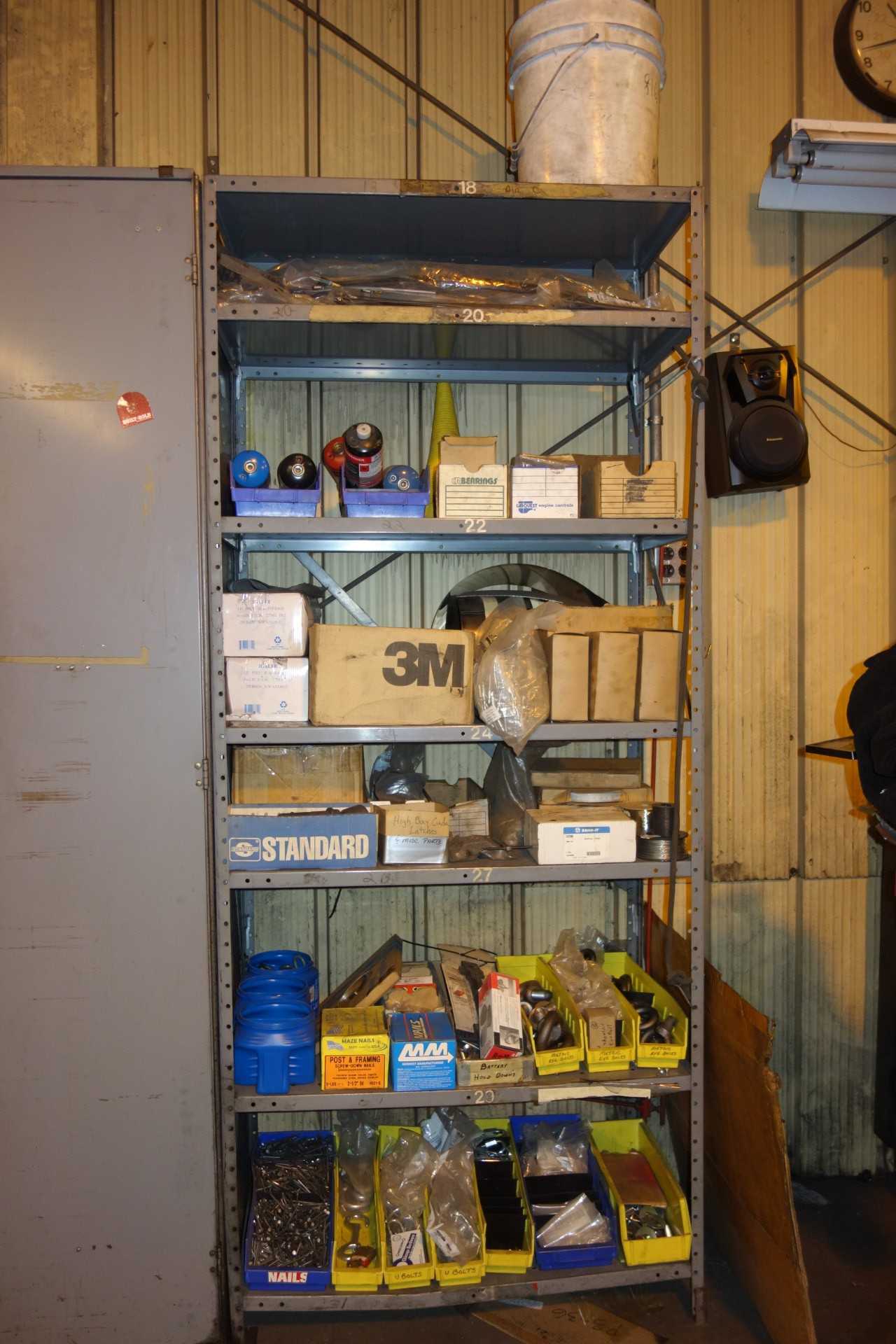 CONTENTS OF SHELVING, ASSORTED HARDWARE - SHELVING