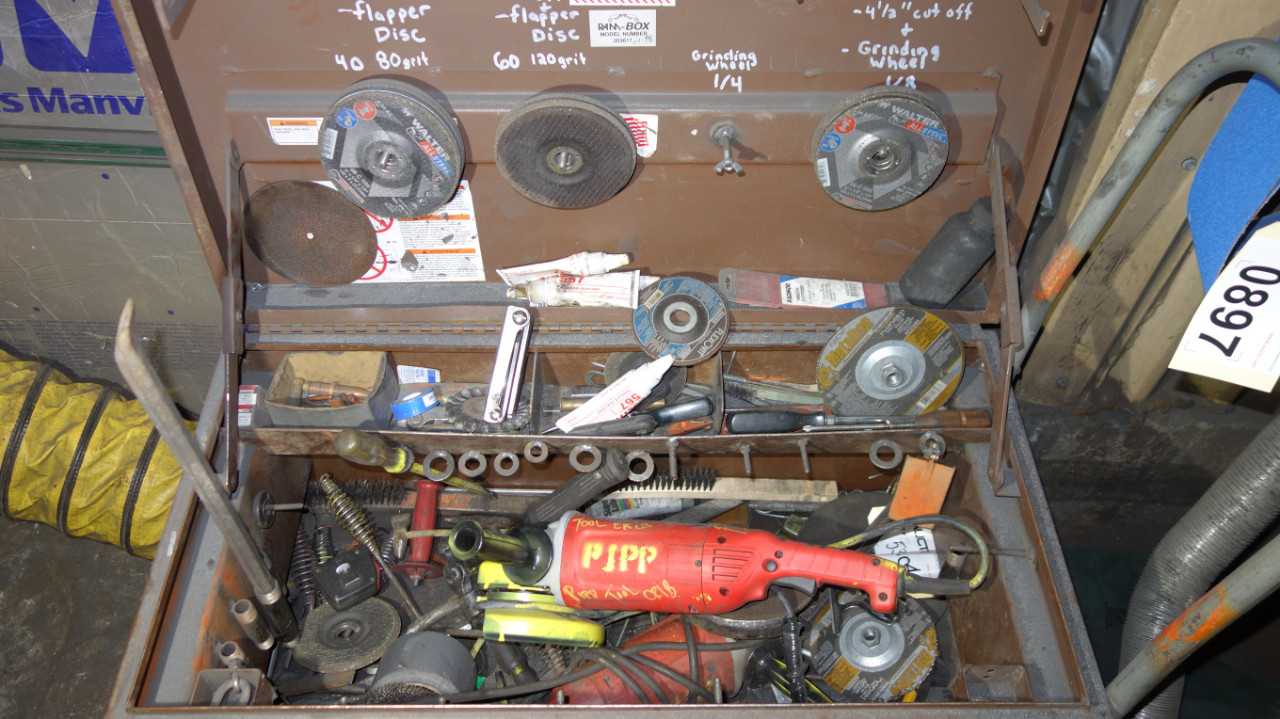 RAM-BOX ROLLING JOB BOX WITH GRINDERS AND SUPPLIES - MISCELLANEOUS