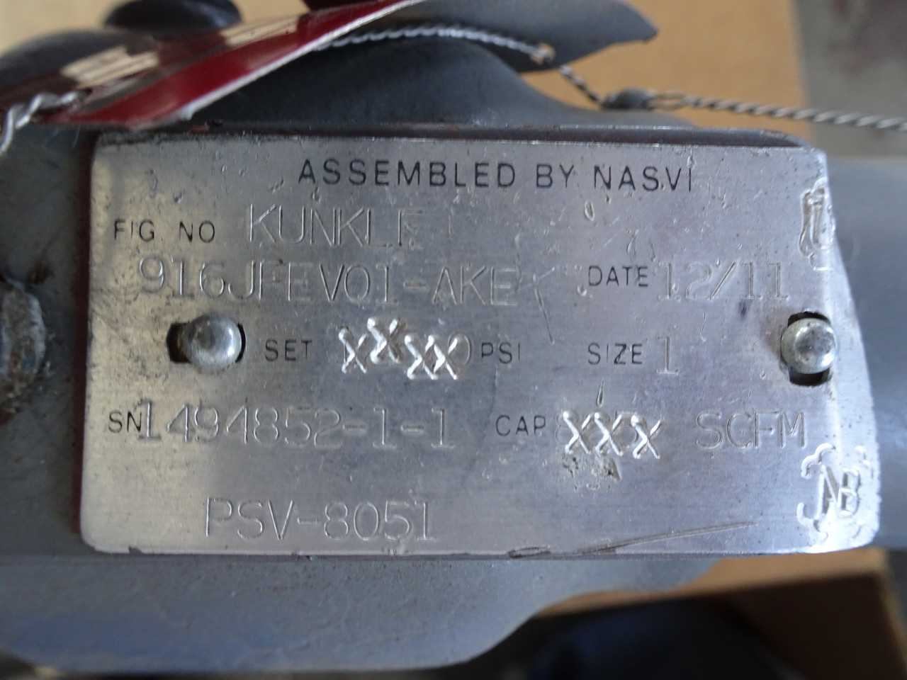 KUNKLE Pressure relief valve - REBUILT 916JFE - MISCELLANEOUS