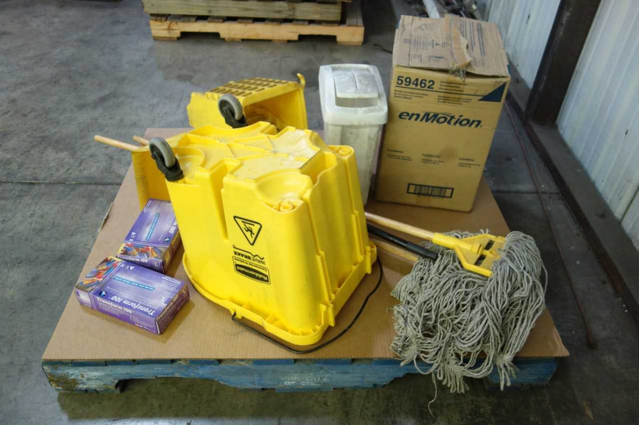PALLET OF ASSORTED SANITARY SUPPLIES - HAND TOOLS