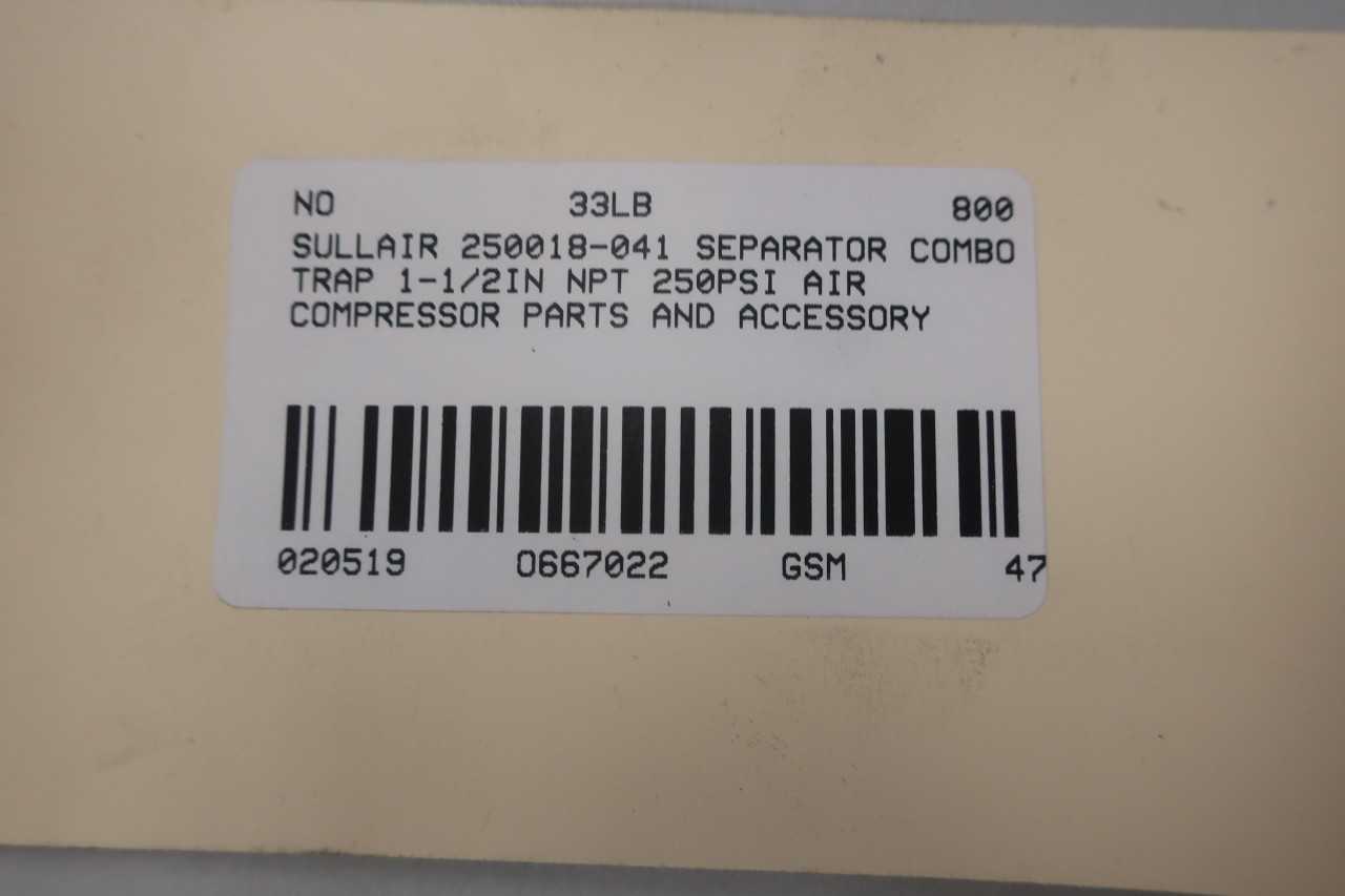 SULLAIR 250018-041 SEPARATOR TRAP 1-1/2IN NPT 250PSI AIR COMPRESSOR PARTS AND ACCESSORY - AIR COMPRESSORS