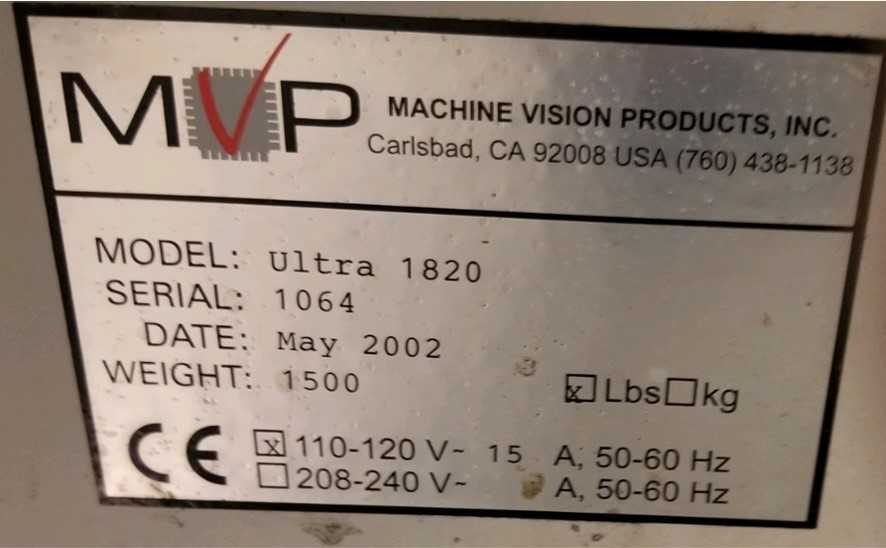 MVP 1820 Ultra Inspection system - PROCESS EQUIPMENT