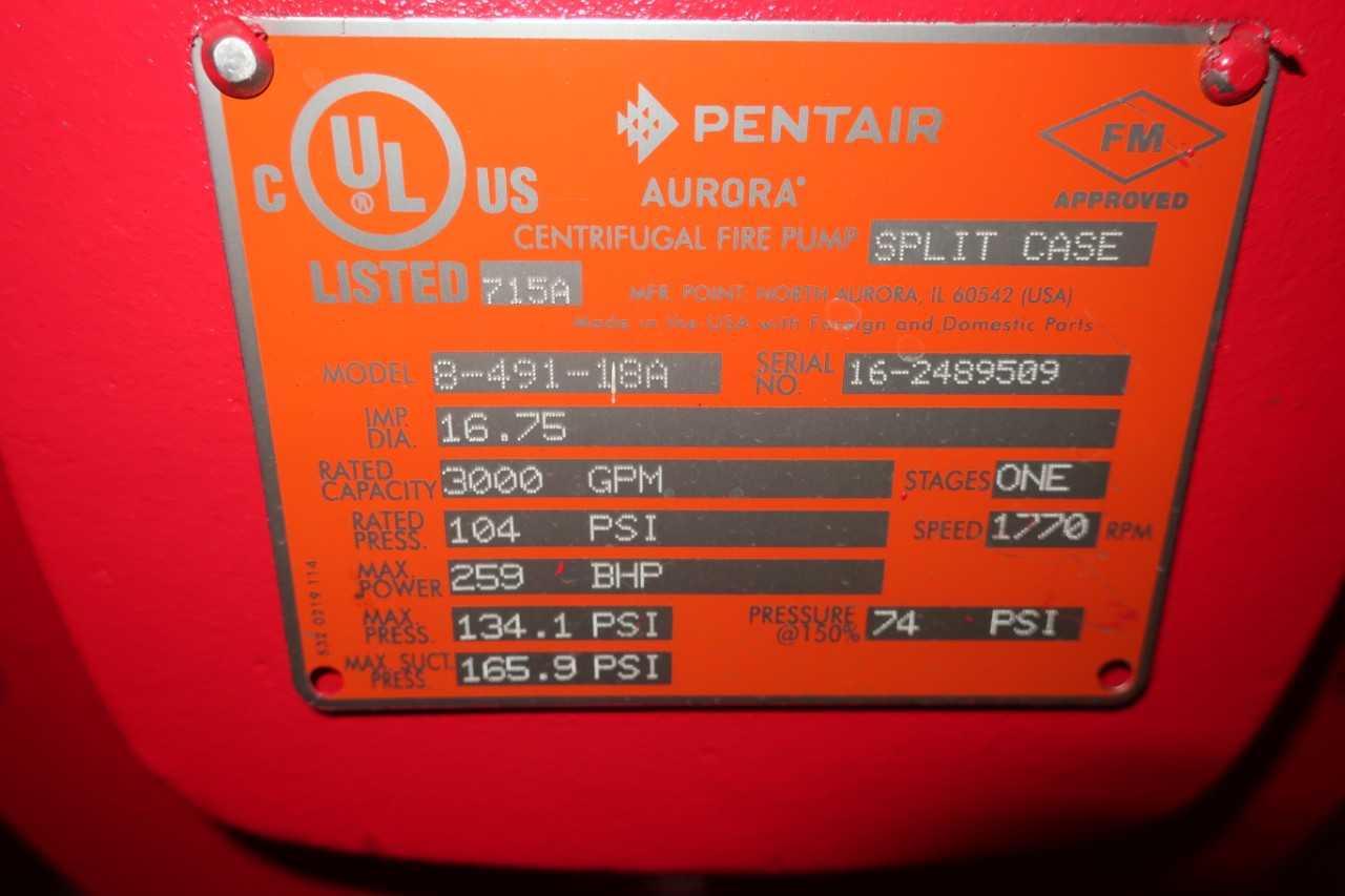 AURORA 8-491-18A SPLIT CASE CENTRIFUGAL FIRE PUMP - CENTRIFUGAL PUMP