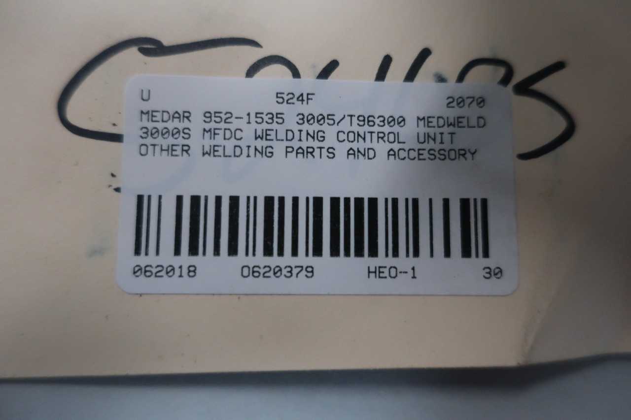 MEDAR 952-1535 3005/T96300 MEDWELD 3000S MFDC WELDING CONTROL UNIT OTHER WELDING PARTS AND ACCESSORY - WELDING EQUIPMENT