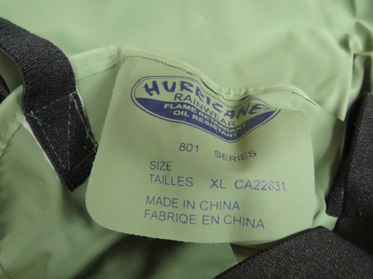 LOT OF ASSORTED HURRICANE FLAME RETARDANT, OIL RESISTANT RAINWEAR - SAFETY SWITCH