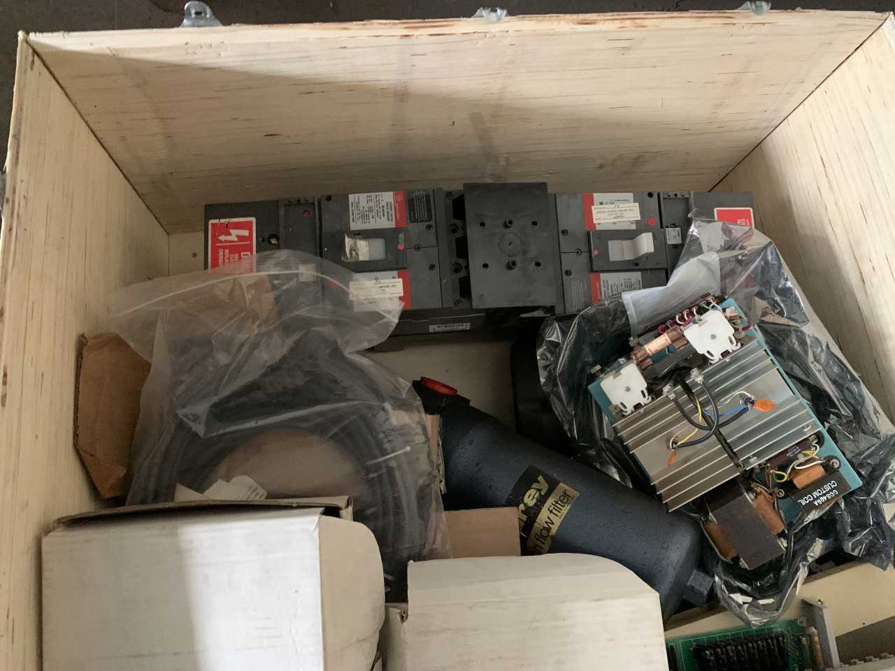 CRATE OF MISC. ELECTRICAL AUTOMATION EQUIPMENT CIRCUIT BOARDS ETC. - ELECTRICAL COMPONENTS