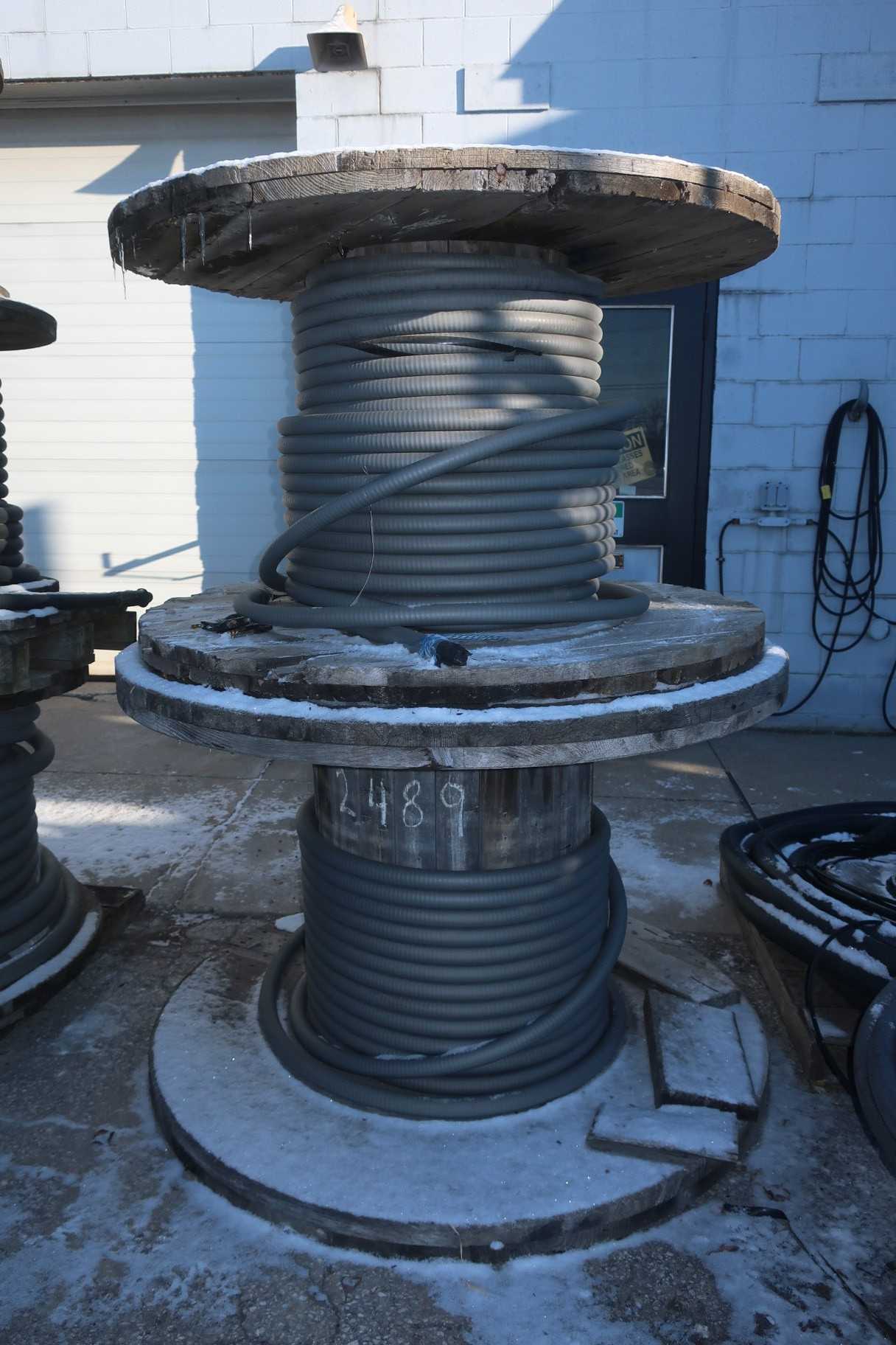 2 SPOOLS OF ASSORTED INSULATED CABLE-WIRE - ELECTRICAL COMPONENTS