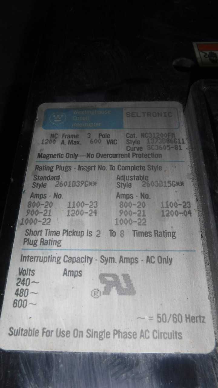 Lot of Two 1200 Amp Westinghouse Circuit Breaker - CIRCUIT BREAKERS