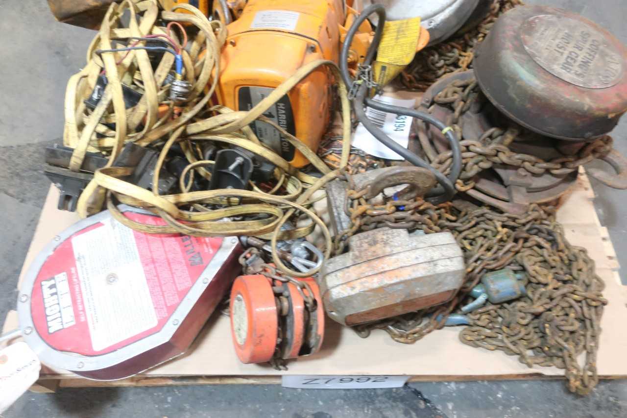 1 PALLET OF ASSORTED HOISTS - HARRINGTON, YALE, SPERIAN - LIFTING EQUIPMENT