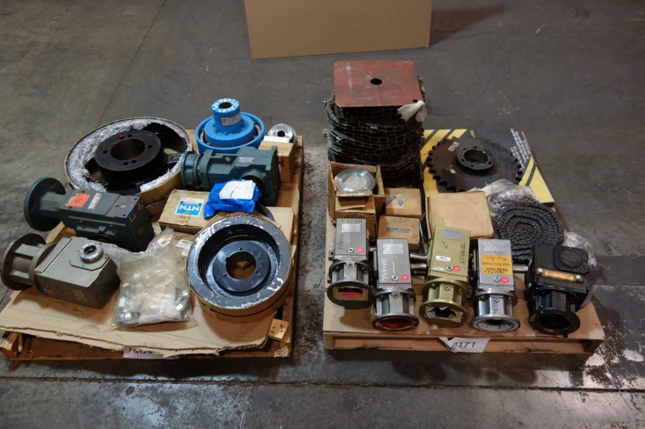 2 PALLETS OF ASSORTED GEAR REDUCERS, ROLLER CHAIN, JAW COUPLINGS- DODGE, STOBER DRIVES, BROWNING - GEAR REDUCERS 2 PALLETS OF ASSORTED GEAR REDUCERS, ROLLER CHAIN, JAW COUPLINGS- DODGE, STOBER DRIVES, BROWNING - GEAR REDUCERS
