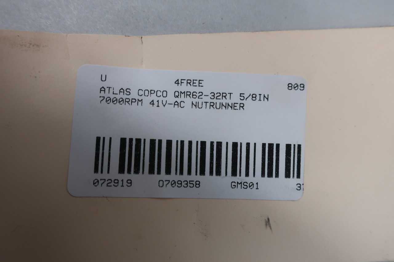 ATLAS COPCO QMR62-32RT STRAIGHT DRIVE 5/8IN 7000RPM NUTRUNNER - ELECTRIC POWER TOOLS