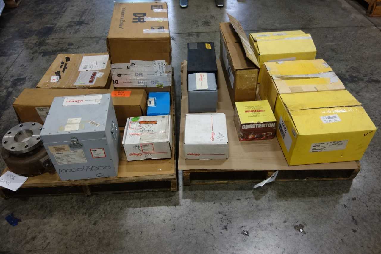 2 PALLETS OF ASSORTED PUMP REPLACEMENT PARTS & ACCESSORIES, SUBMERSIBLE PUMP- LITTLE GIANT, FLOWSERVE, CHESTERTON - SUBMERSIBLE PUMP