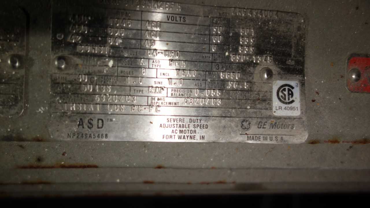GE 450HP AC ELECTRIC MOTOR 1345RPM 460V-AC - ELECTRIC MOTORS