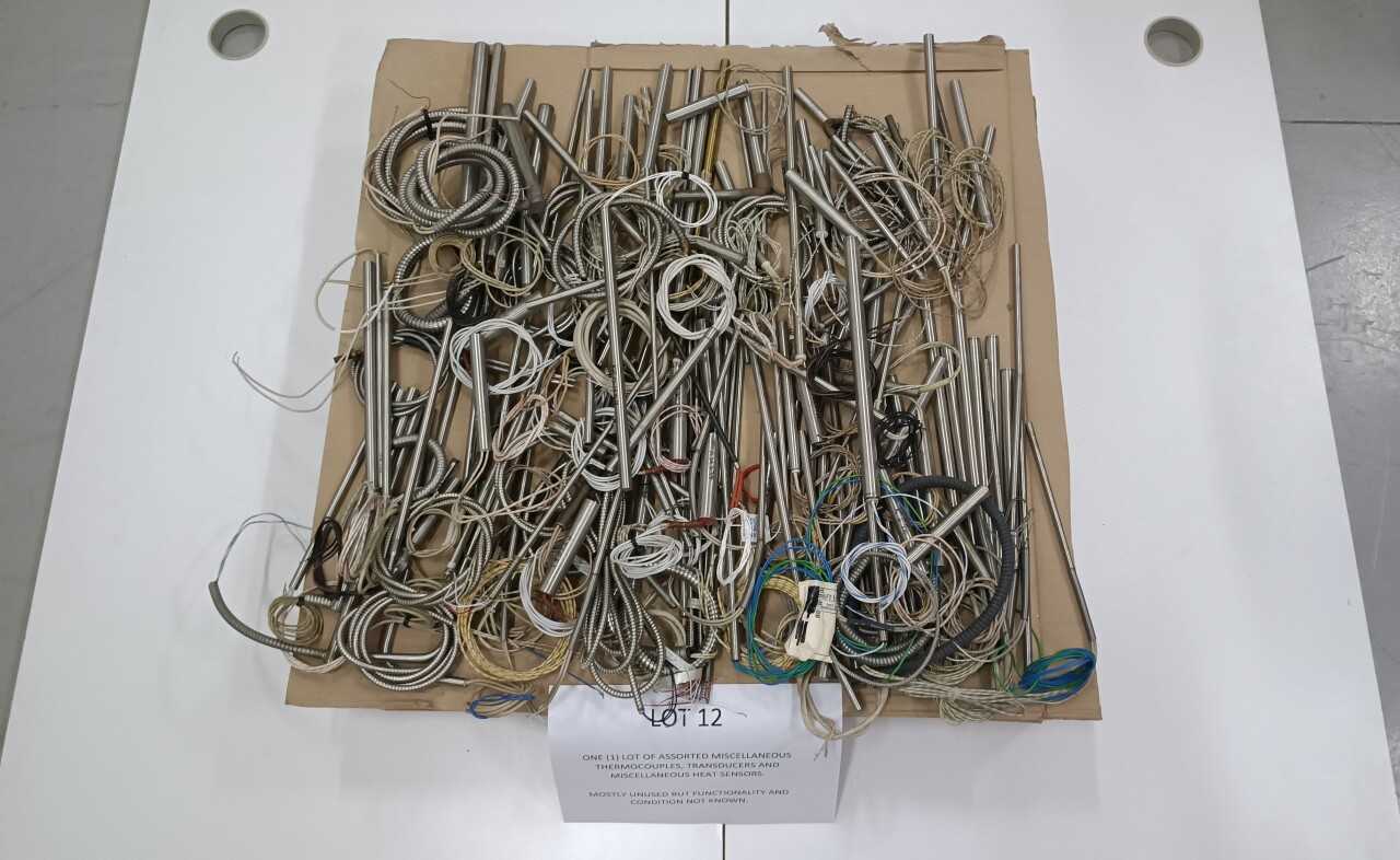 ONE (1) LOT OF ASSORTED MISCELLANEOUS THERMOCOUPLES, TRANSDUCERS AND MISCELLANEOUS HEAT SENSORS. - ELECTRICAL COMPONENTS