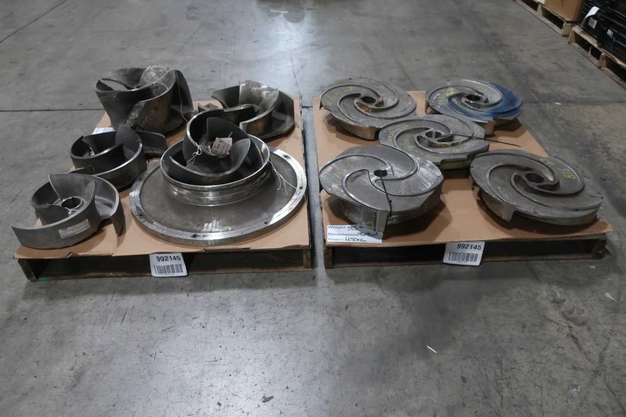 2 PALLETS OF ASSORTED STAINLESS STEEL PUMP IMPELLORS - PUMPS